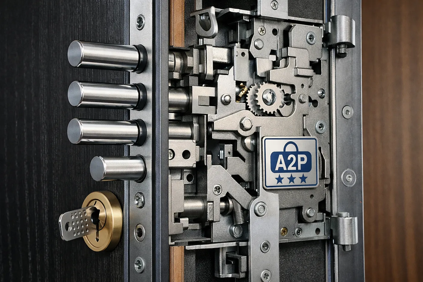 Serrure multipoints intégrée d'une porte blindée certifiée A2P — serrurier Chambéry