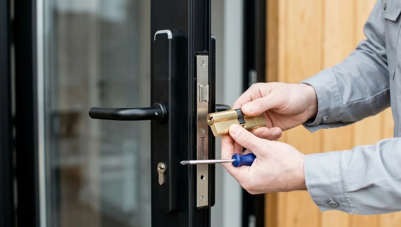 Serrurier Chambéry procédant au changement complet d'une serrure de porte d'entrée
